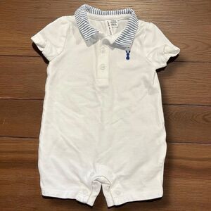 Janie & Jack Baby Bunny Collared Pique Romper Size 0-3 Months Easter Spring